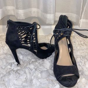 Black Suede Cut-out Heels Size 8.5